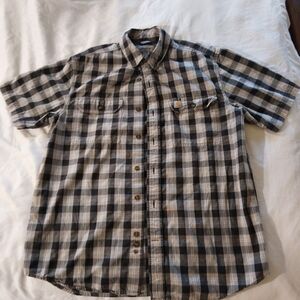 Carhartt Men's Short-Sleeve Plaid Work Shirt - Black & Gray